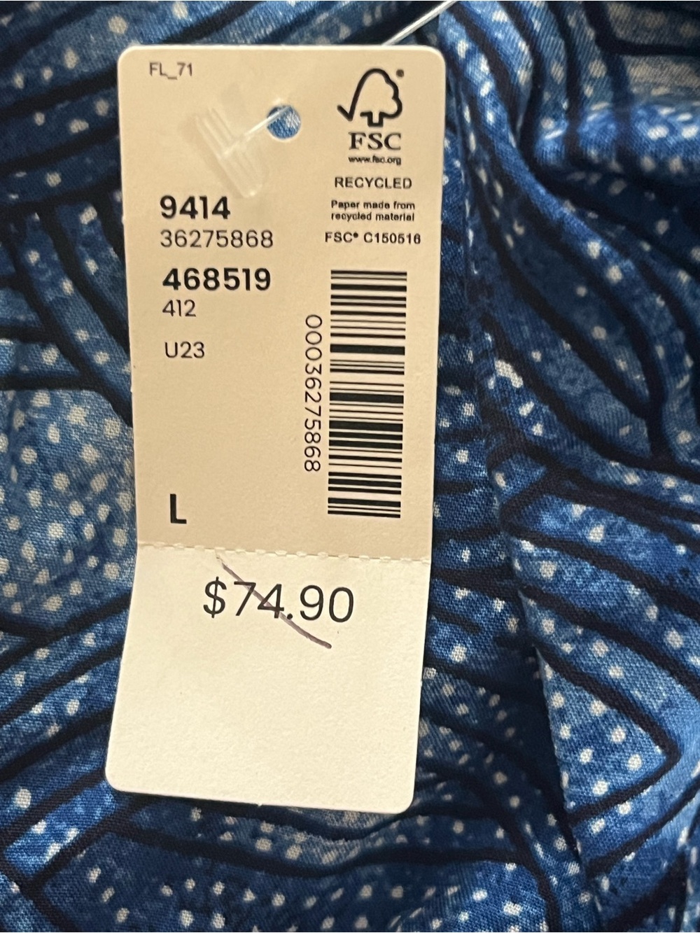 NWT Reitmans Blue Batik Print Halter Neck Midi Dress Large - Picture 4 of 9